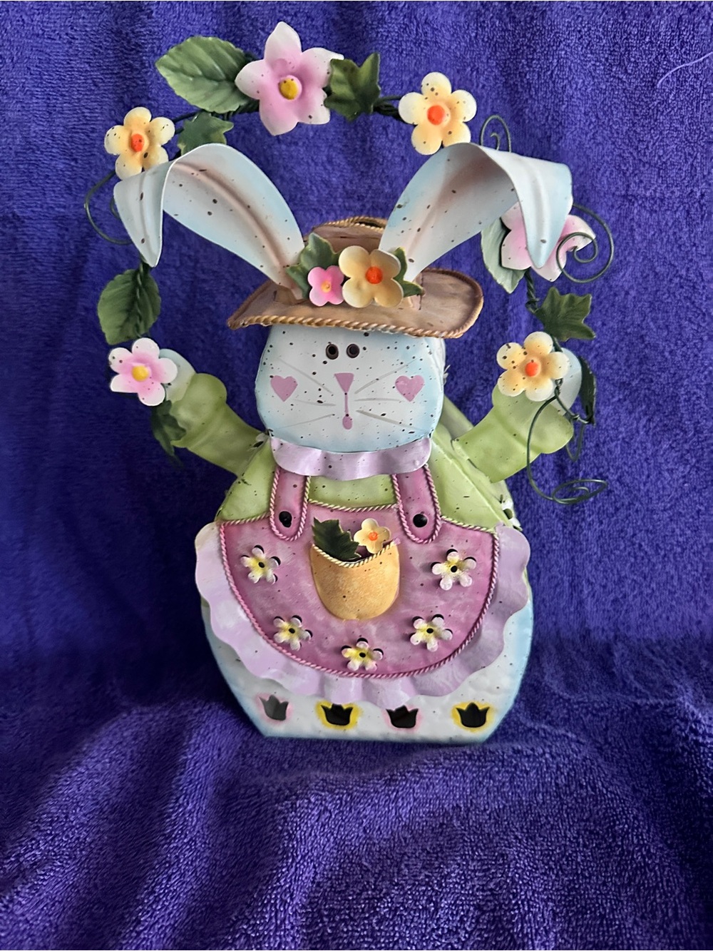 Home Interiors Tin Spring Bunny Tea Light Holder Easter